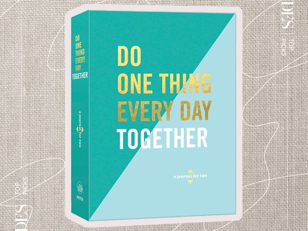 Collage of Do One Thing Every Day Together: A Journal for Two on a tan background