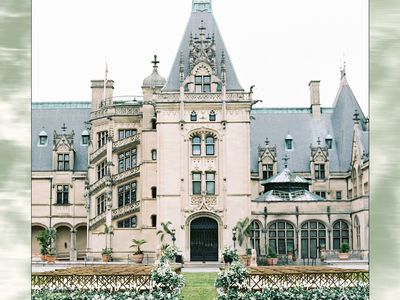 biltmore estate wedding in north carolina with greenery-lined ceremony aisle