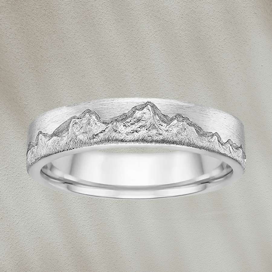 Brilliant Earth Summit Men's Wedding Band on a gray background
